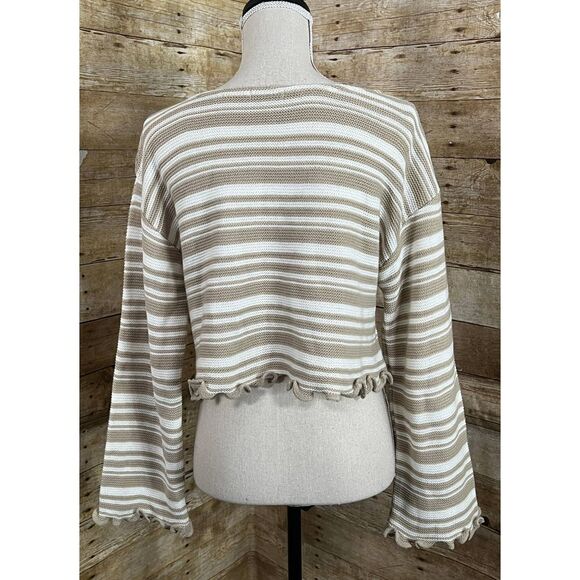 NASTY GAL CASUAL STRIPED KNIT EVERYDAY WEAR BELL SLEEVE SWEATER SIZE SMALL - Picture 3 of 4
